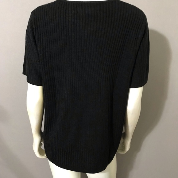 Sag Harbor Black Short Sleeve Basketweave Sweater Sz-XL - Picture 7 of 9